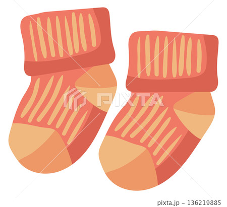 Baby socks cartoon icon. Cute newborn apparel 136219885