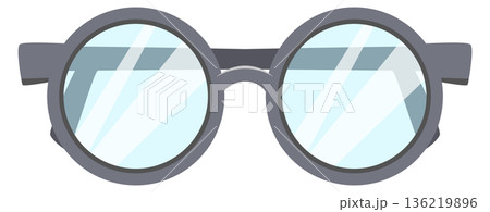 Round spectacles cartoon icon. Retro optical glasses 136219896