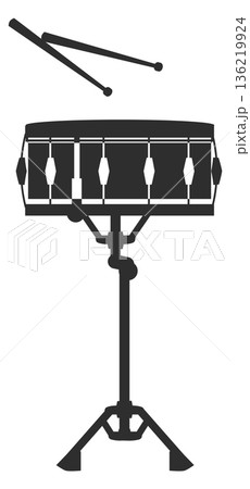 Drum black icon. Rhythm music performance symbol 136219924