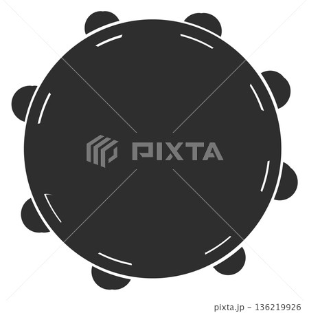 Tambourine black icon. Hand music instrument symbol 136219926
