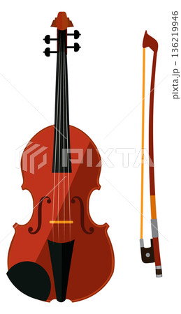 Violin cartoon music instrument. Classic string orchestra icon Violin cartoon music instrument. Classic string orchestra icon 136219946
