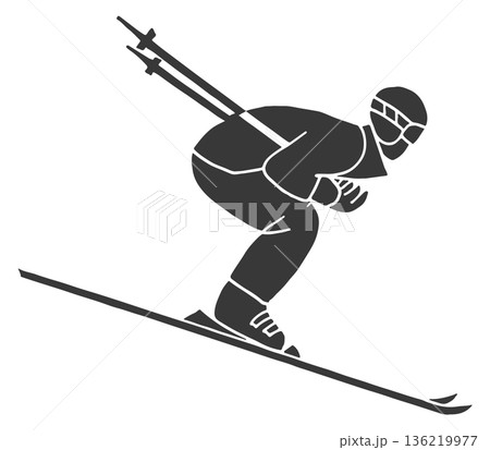 Athlete jump on ski. Extreme winter sport icon 136219977