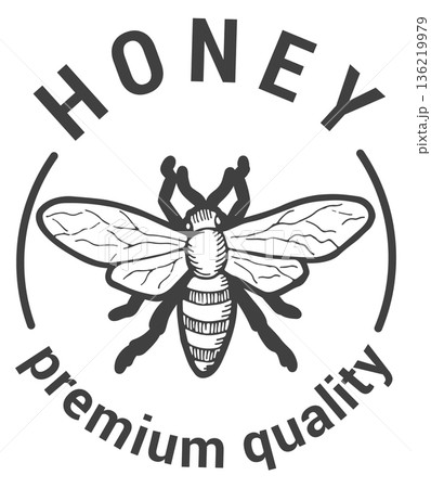 Premium quality honey emblem. Natural organic farm logo 136219979