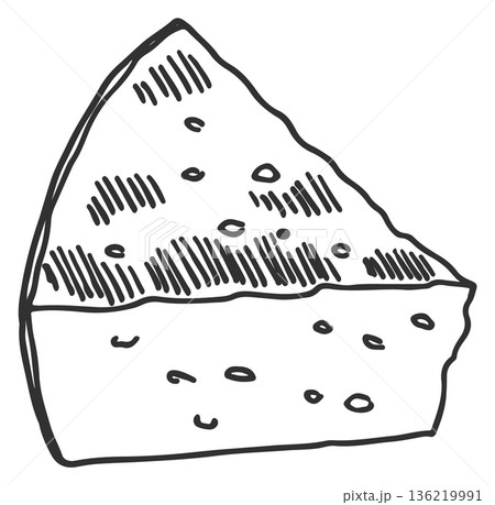 Cheese piece sketch. Cut dairy fresh product Cheese piece sketch. Cut dairy fresh product 136219991