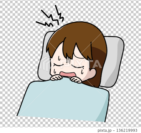 睡眠中にうなされている女の子のイラスト 睡眠中にうなされている女の子のイラスト 136219993