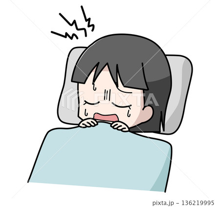 睡眠中にうなされている女児のイラスト 睡眠中にうなされている女児のイラスト 136219995