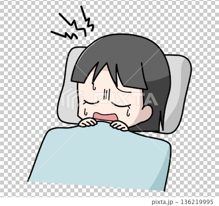 睡眠中にうなされている女児のイラスト 睡眠中にうなされている女児のイラスト 136219995