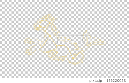 鯨魚座的金色線條畫（鯨魚和星座線條的圖案，只有線條，沒有顏色） 136220028