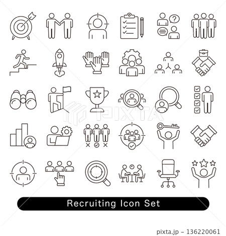 人材採用のアイコンセット: 面接・スカウト素材 136220061