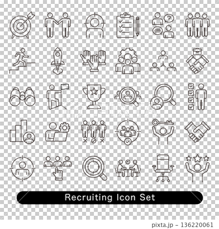 人材採用のアイコンセット: 面接・スカウト素材 136220061