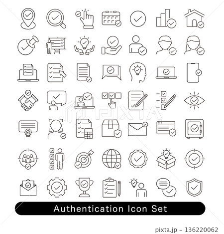 認証・承認・確認のアイコンセット : チェックマーク 136220062