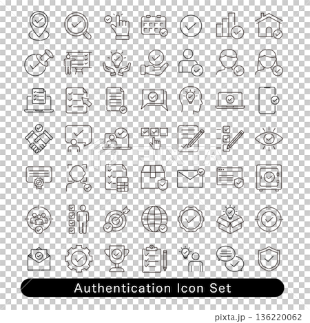 認証・承認・確認のアイコンセット : チェックマーク 136220062