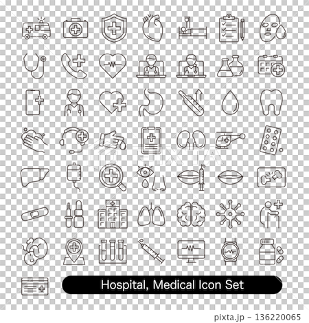 病院・医療・ヘルスケアのアイコンセット 病院・医療・ヘルスケアのアイコンセット 136220065