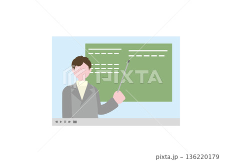 オンラインで講師が指導している動画のイラスト 136220179