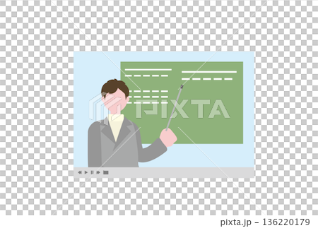 オンラインで講師が指導している動画のイラスト 136220179