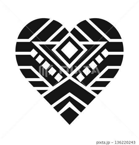 Geometric heart design in black and white with abstract shapes Geometric heart design in black and white with abstract shapes 136220243
