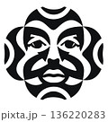 Abstract face design with arrows in black and white creates an optical illusion 136220283