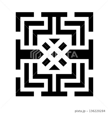 Abstract geometric square design in black and white 136220284