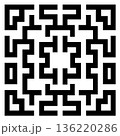 Abstract black and white maze pattern with square elements 136220286