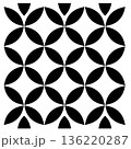 Black flower petal pattern on white background in symmetric geometric design 136220287