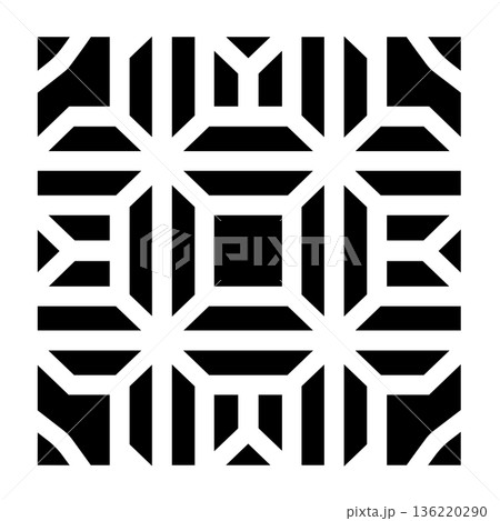 Geometric shapes form a symmetrical black and white pattern 136220290