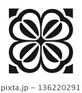 Black and white clover design pattern on square background 136220291