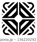 Abstract decorative pattern with geometric shapes on a white background 136220292