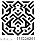 Geometric square pattern with black lines and diamond shapes in white background 136220294