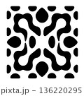 Abstract symmetrical design featuring black and white organic shapes 136220295