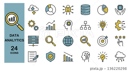アナリティクスに関するアイコンセット　カラー 136220298