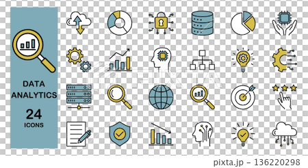 アナリティクスに関するアイコンセット　カラー 136220298