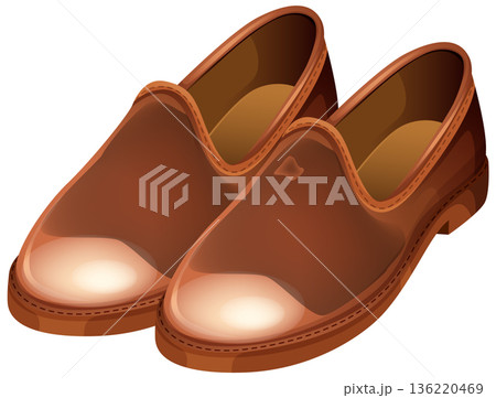 Brown Leather Slip-On Dress Shoes Vector Illustration 136220469