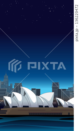 Vector Illustration of Sydney Opera House and City Skyline at Night Vector Illustration of Sydney Opera House and City Skyline at Night 136220472