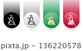 science lab flask icon set on four colored buttons Chemical Free And Preservative Free Icon For Organic Product Packaging And Clean Label Design 136220578