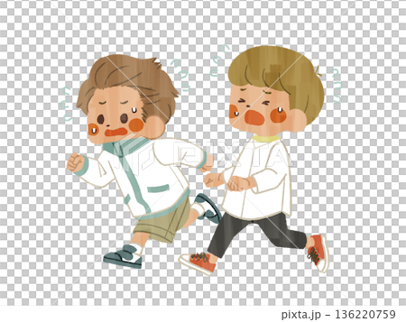 Two children running in a hurry - Gash 136220759