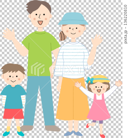 Smiling young family full body Smiling young family full body 136220810