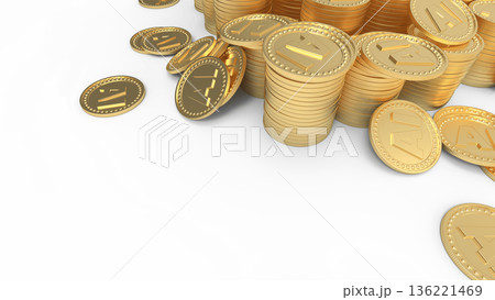 AIは儲かる？　積み重ねられたゴールドコイン  イメージ CG 136221469