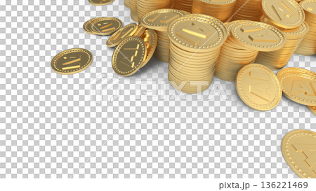 AIは儲かる？　積み重ねられたゴールドコイン  イメージ CG 136221469