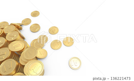 AIは儲かる？　積み重ねられたゴールドコイン  イメージ CG 136221473