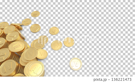 AIは儲かる？　積み重ねられたゴールドコイン  イメージ CG 136221473