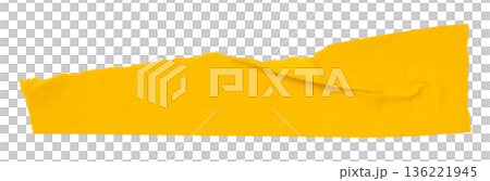 yellow crumpled torn tape isolated on transparent background. yellow crumpled torn tape isolated on transparent background. 136221945