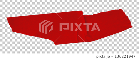 red crumpled torn tape isolated on transparent background. red crumpled torn tape isolated on transparent background. 136221947