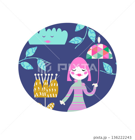 Floral kids  card, PNG 136222243
