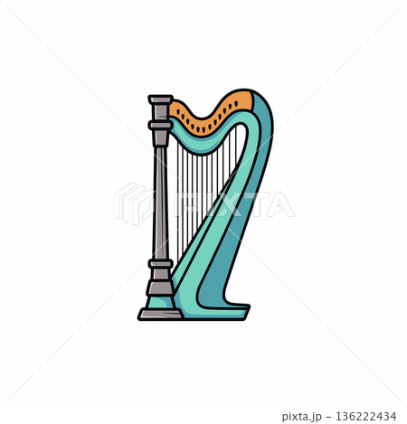 Vibrant artistic harp display 136222434