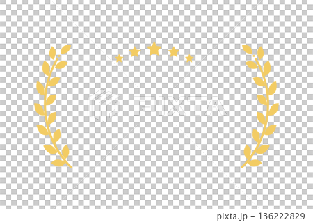 Simple vector illustration of five stars and a laurel wreath Simple vector illustration of five stars and a laurel wreath 136222829