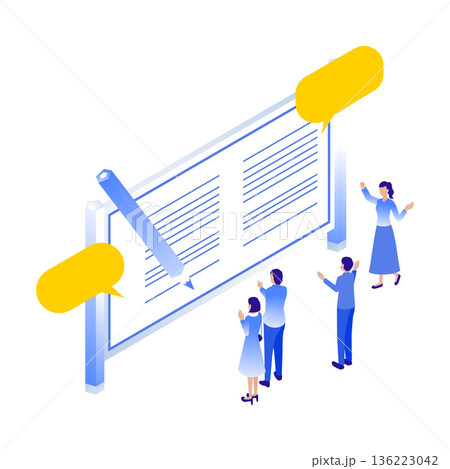 アンケート・集計のアイソメトリックイラスト 136223042