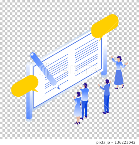 アンケート・集計のアイソメトリックイラスト 136223042