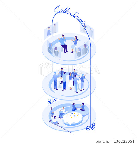 アイソメトリックなアフタヌーンティー・スタンド型ラウンジ(未来の交流空間) アイソメトリックなアフタヌーンティー・スタンド型ラウンジ(未来の交流空間) 136223051