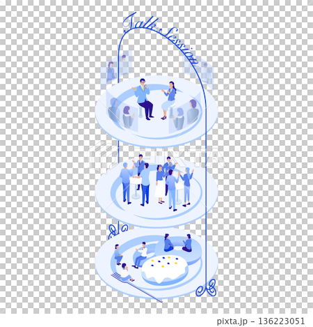 アイソメトリックなアフタヌーンティー・スタンド型ラウンジ(未来の交流空間) アイソメトリックなアフタヌーンティー・スタンド型ラウンジ(未来の交流空間) 136223051