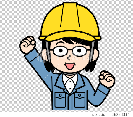 A cheerful middle-aged woman foreman wearing a helmet 136223334
